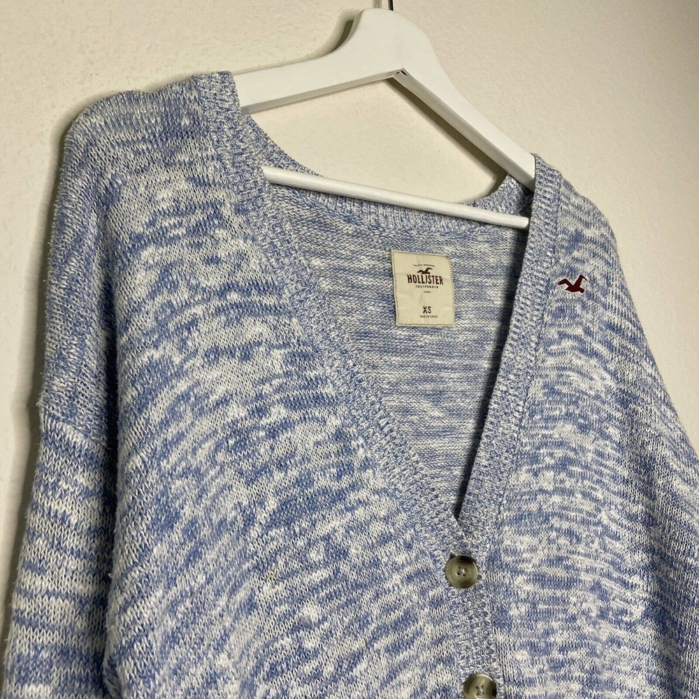 Hollister Blue Space Dyed Button Pocketed Cardigan Sweater Sz XS - Picture 2 of 7